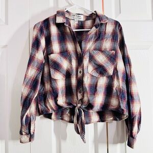 ANTHROPOLOGIE Cloth & Stone Plaid Tie Waist Shirt - Small